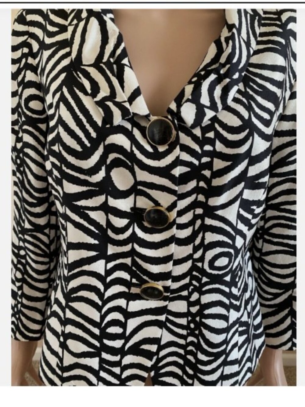 LAFAYETTE 148 Zebra Print 100% Silk Blazer Jacket Size 10